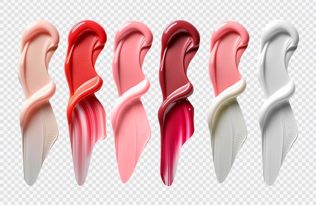 PSD set of lipstick strokes on a transparent background