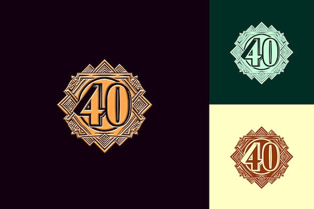 PSD a set of logos for the number 40 and a green and yellow background