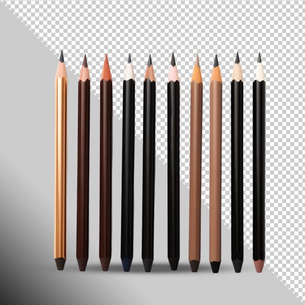 PSD set of makeup pencils on transparent background png image