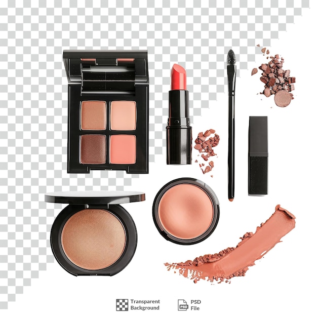 A set of makeup products transparent background