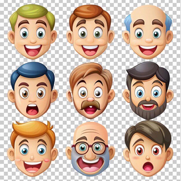 PSD set of men facial expressions