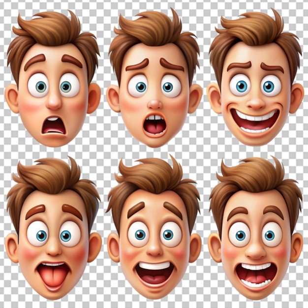 PSD set of men facial expressions