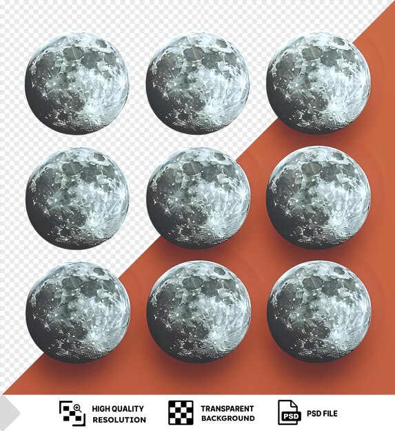 PSD set of moon isolated on transparent background elements of this image furnished by nasa