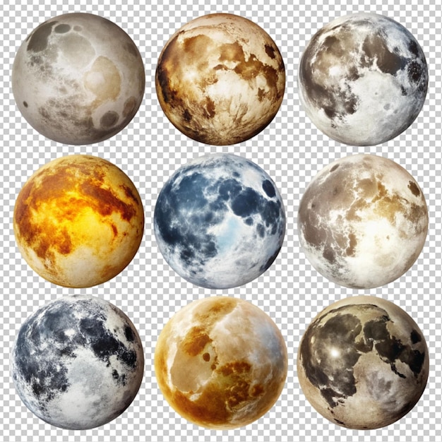 PSD set of moon transparent background