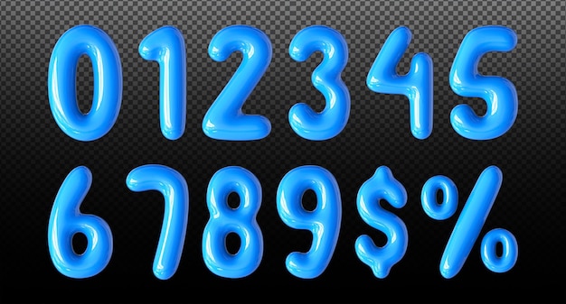 PSD set numbers 3d render