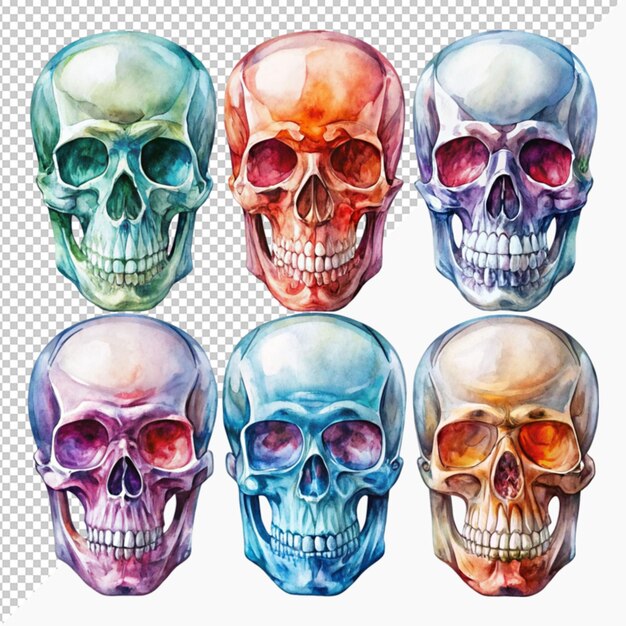 PSD set ofwatercolorglassfromtheskullhalloween