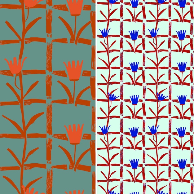 PSD a set of orange and blue flowers with a blue background