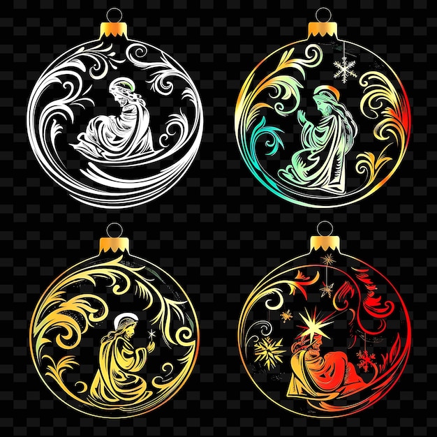 a set of ornaments for christmas and the year of the year