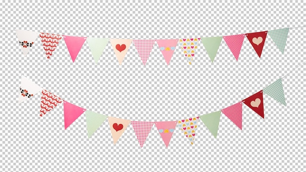 Set of Paper Party flags cutout Psd file