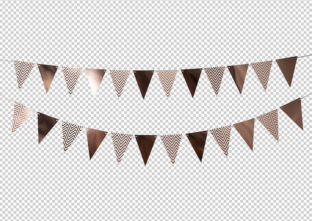 Set of Paper Party flags cutout Psd file