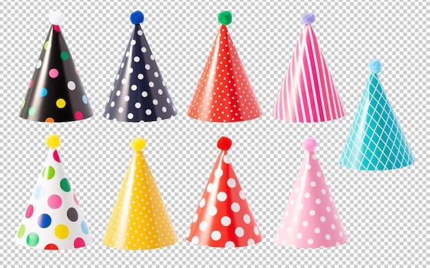 Set of Party hat cutout Psd file