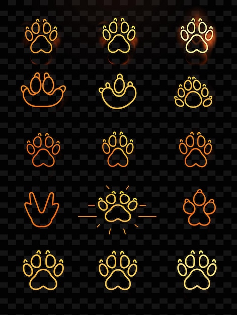 PSD a set of paw prints with a black background with a gold border