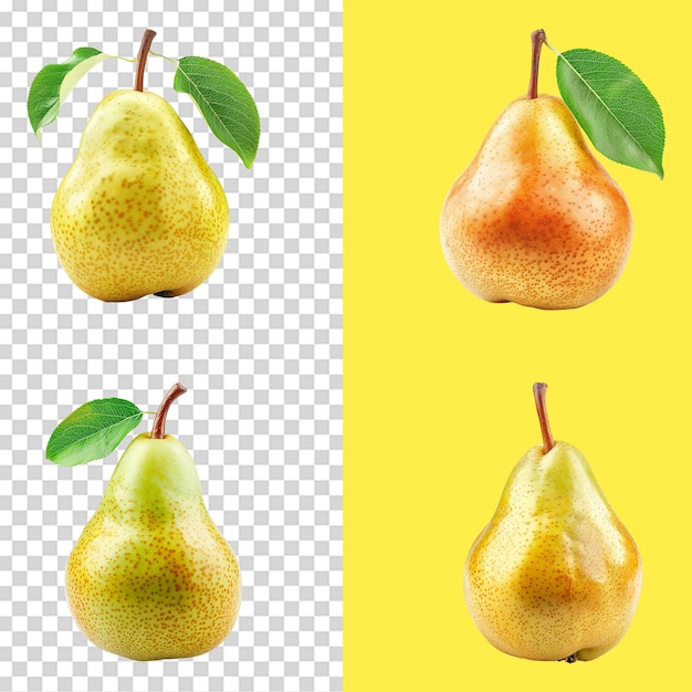 PSD a set of pear fruit isolated on transparent background