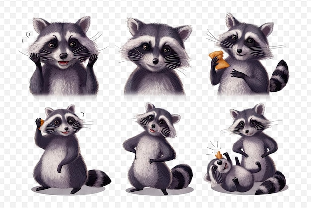 PSD a set of photos of raccoons one of which is called raccoon