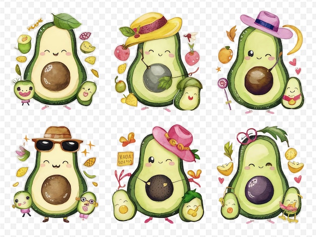 a set of pictures of avocados and avocados