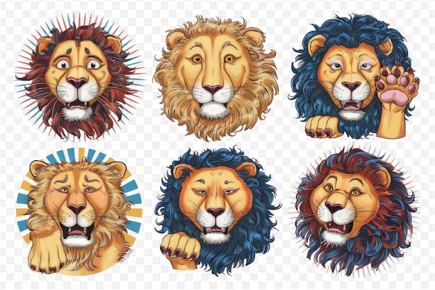 PSD a set of pictures of lions with the words lions on them