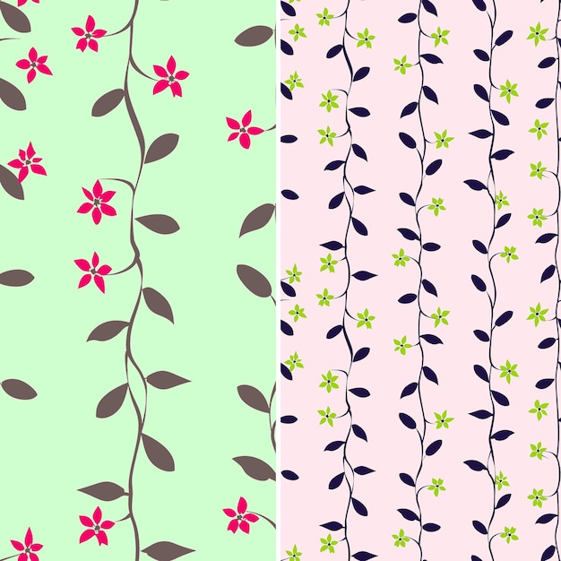 PSD a set of pink and green floral designs