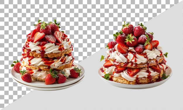 A set plate with strawberries and cream on it with strawberries on it