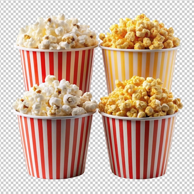 PSD set of popcorn isolated on transparent background