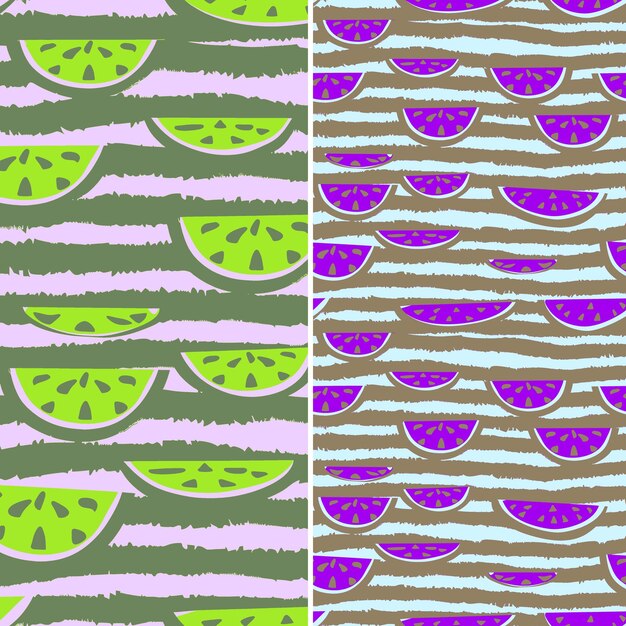 a set of purple and green abstract patterns