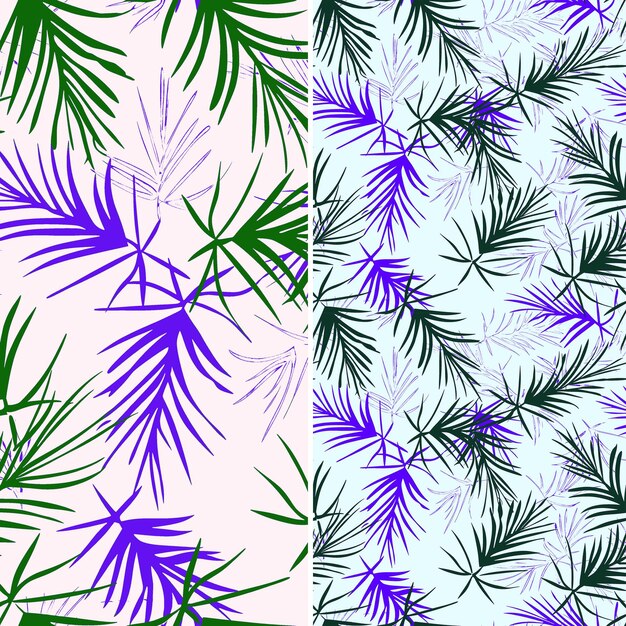 PSD a set of purple and green palm trees with purple leaves