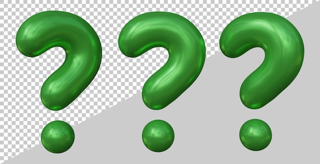 Set of question mark symbols in 3d render