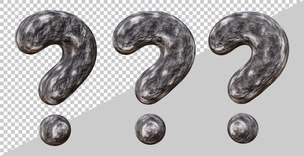 Set of question mark symbols in 3d render