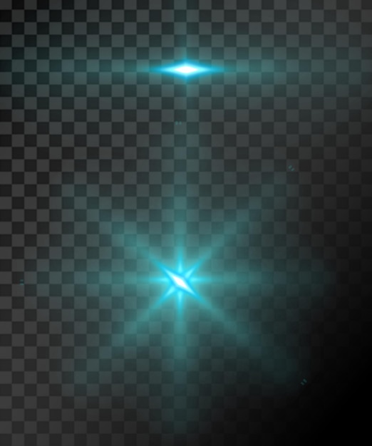 Set of realistic bursts of blue light effect Blue lights