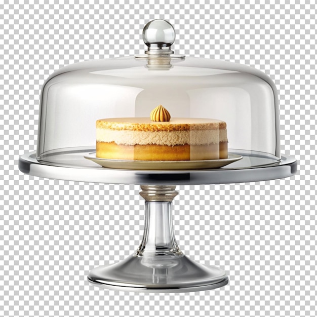 PSD set of realistic cake stand with glass domes cover on transparent background in 3d design kitchenware for desserts and pastry display vector illustration