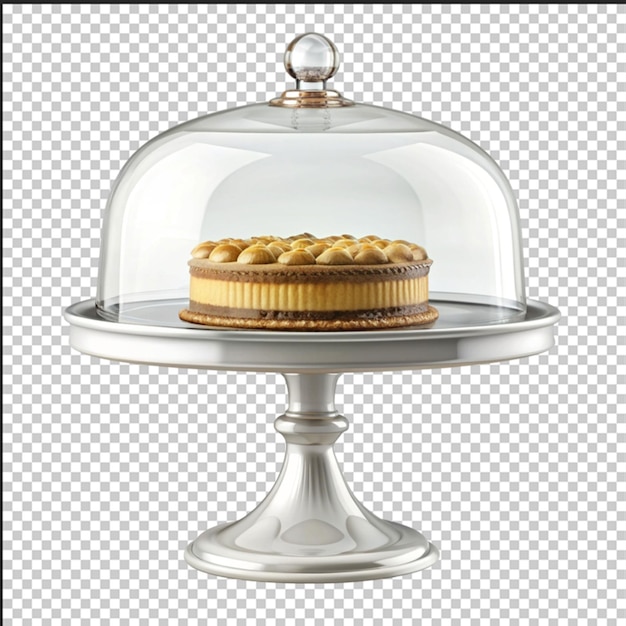 PSD set of realistic cake stand with glass domes cover on transparent background in 3d design kitchenware for desserts and pastry display vector illustration