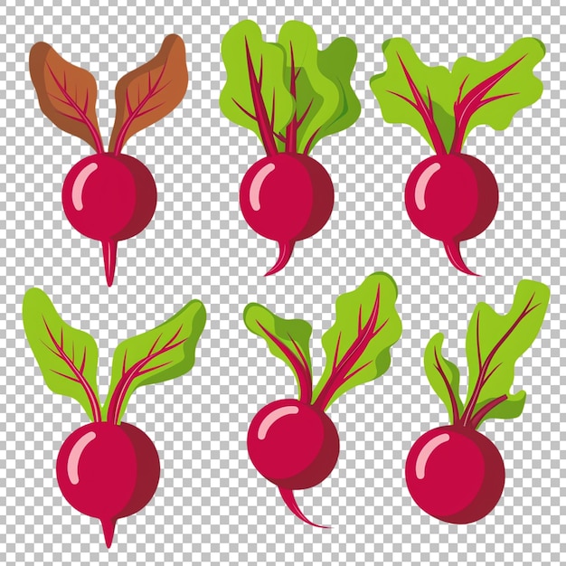 a set of red and green beets on transparent background png