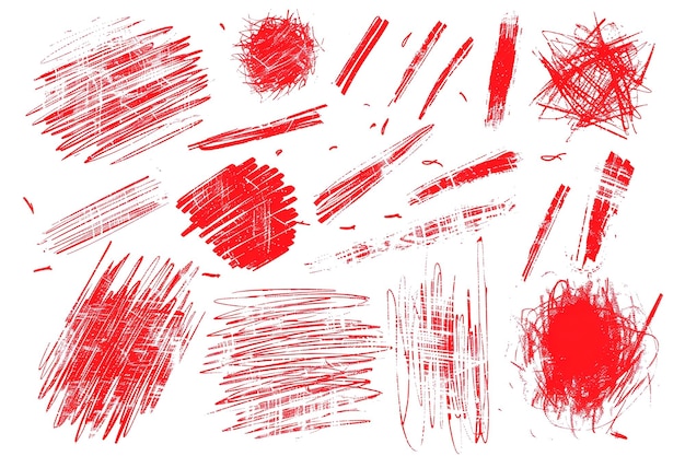 PSD set of red grunge vector brush strokes grunge texture