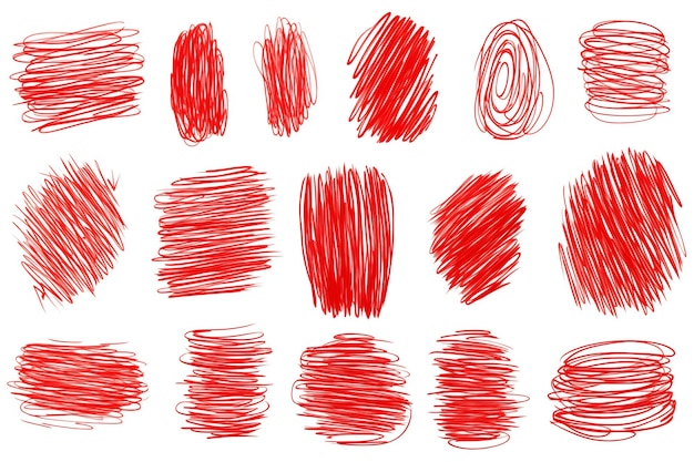 PSD set of red pencils and markers isolated on transparent background