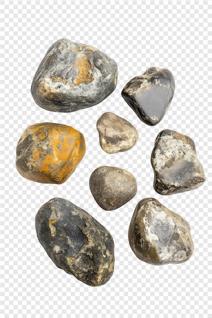 a set of rocks with orange and gray stones