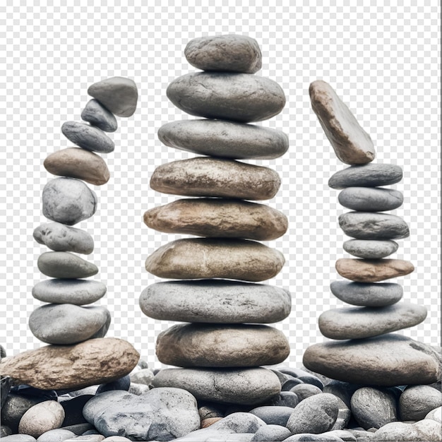 a set of rocks with a pyramid on them