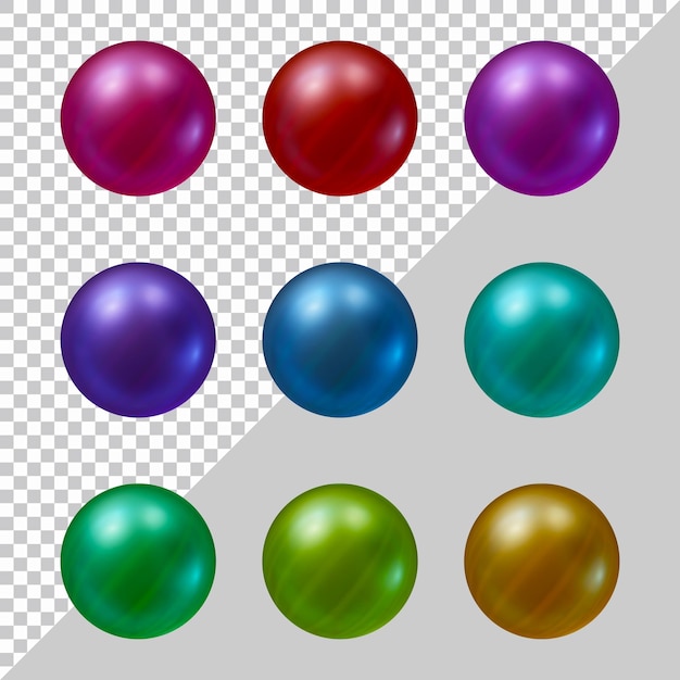 Set of round shape sphere ball in 3d render