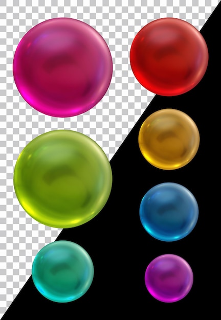 Set of round shape sphere ball in 3d render