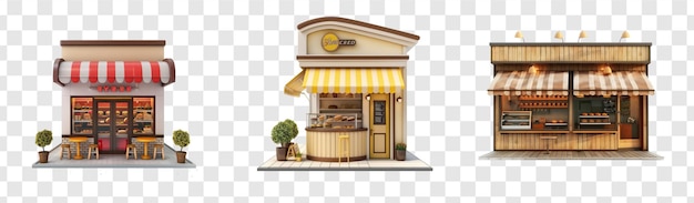 PSD set of sandwich shop 3d front view full length on transparency background psd