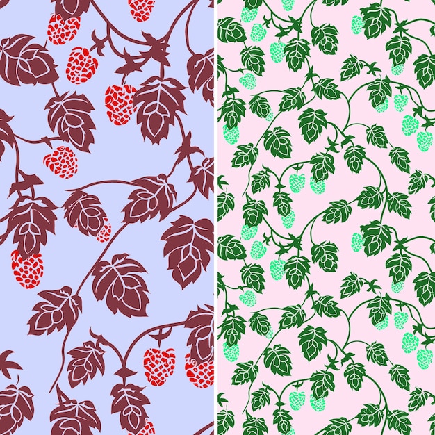 PSD a set of seamless patterns with berries and leaves