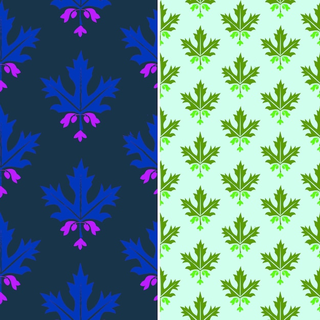 PSD a set of seamless patterns with colorful flowers and leaves