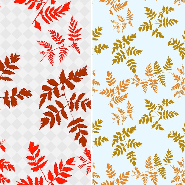 a set of seamless patterns with leaves and flowers