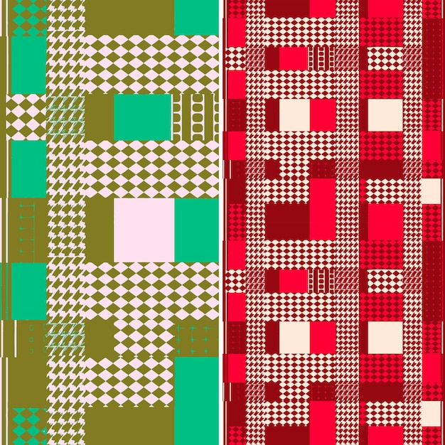 a set of seamless patterns with squares and squares