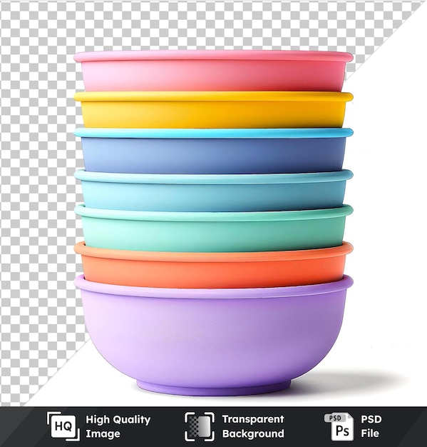 PSD set silicone bowls unbreakable perfect for kids isolated on transparent background