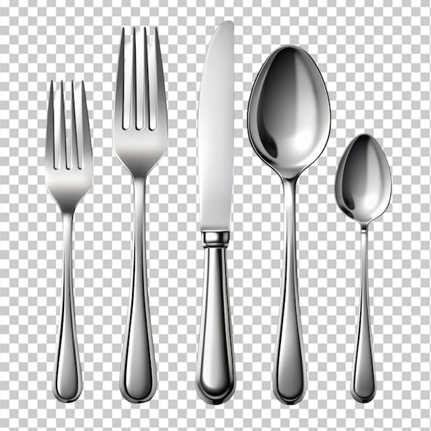 A set of silverware and spoons with a knife and spoon