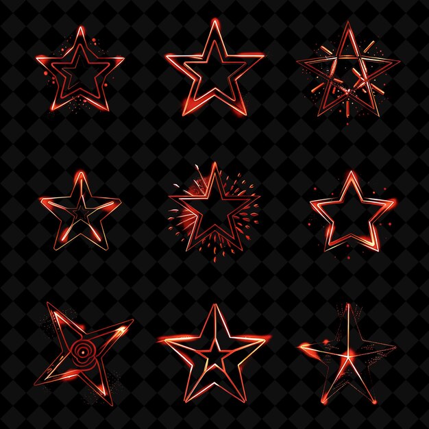 a set of six star shaped stars with a red star on the bottom