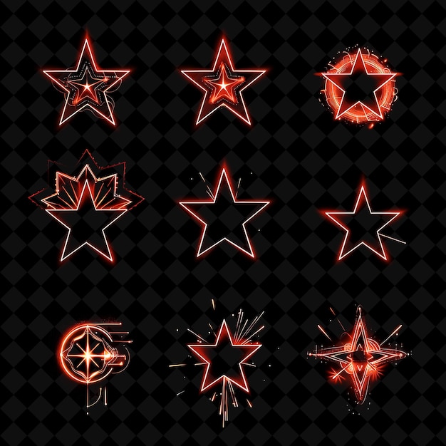 PSD a set of six stars with a red star and a star on it