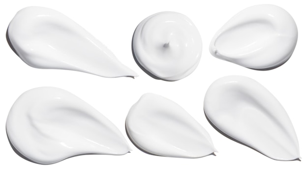 A set of smears of cosmetic cream on a blank background PNG