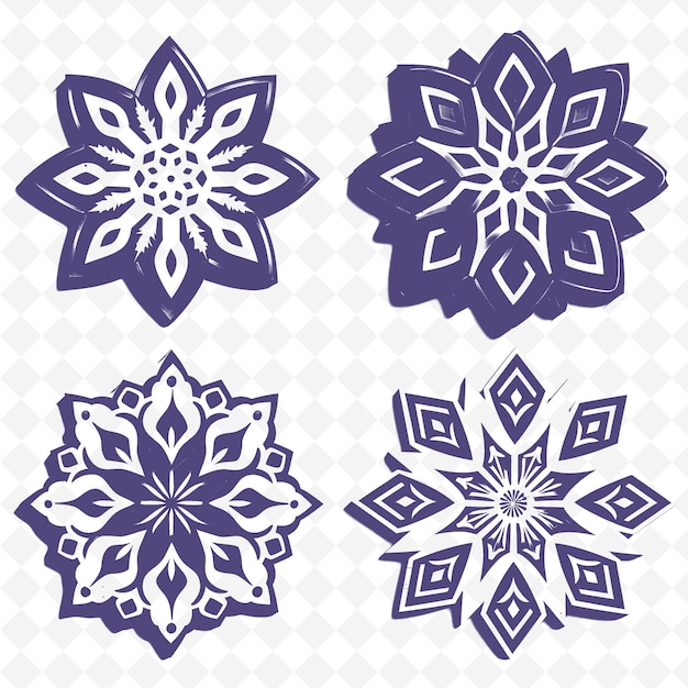 a set of snowflakes that are on a white background