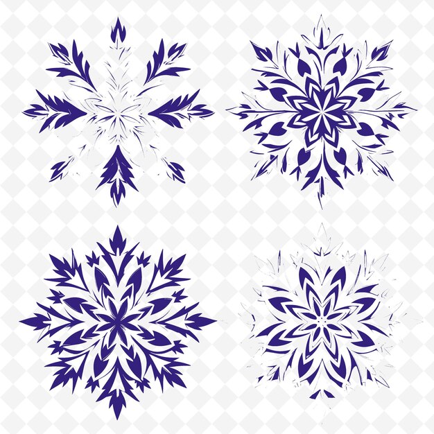 PSD a set of snowflakes that are on a white background