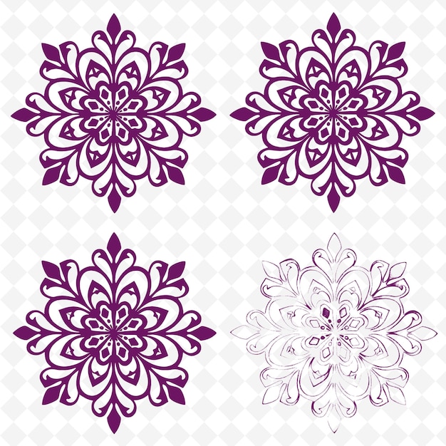 PSD a set of snowflakes with a pattern of snowflakes